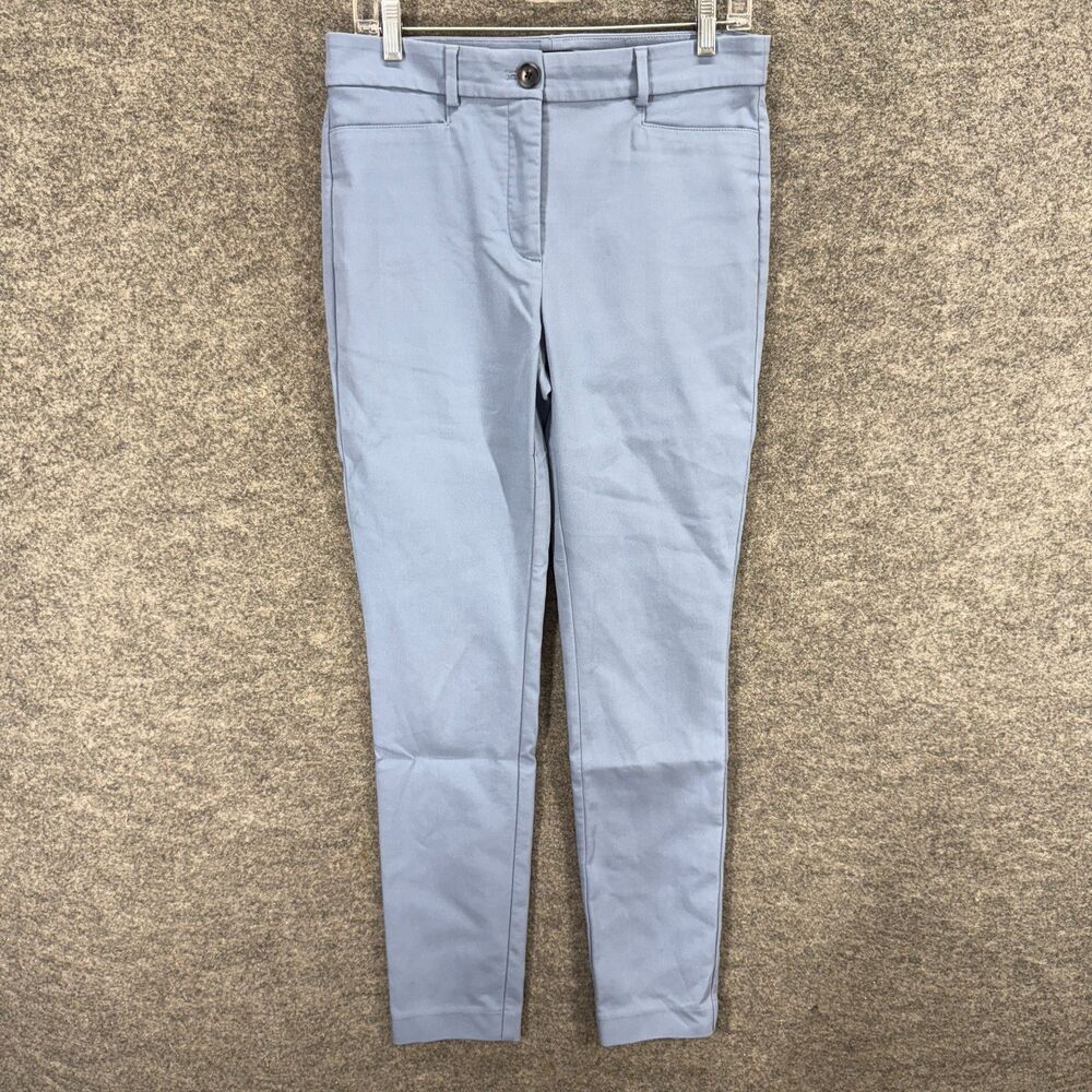 Loft Pants Women 6 Blue Skinny Mid Rise Flat Front Chino Cotton Pockets Casual